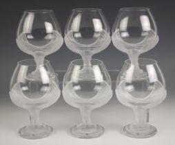 A set of six Serves crystal glasses titled ‘The Napoleon Crystal Brandy Glasses’, 20th century, each