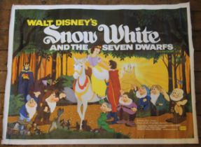 A UK quad cinema poster for Walt Disney's SNOW WHITE AND THE SEVEN DWARFS,