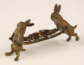 An Austrian style cold painted bronze animal group in the manner of Franz Bergman, modelled as two
