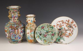 A Chinese porcelain Canton vase, 19th century, of baluster form and extensively decorated against