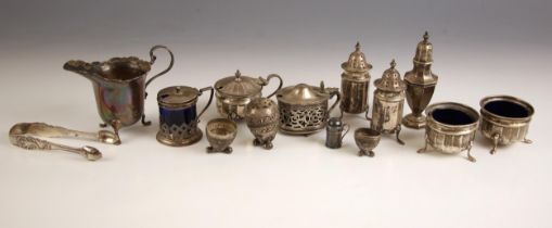 A selection silver items, including a George V silver cream jug, Adie Brothers Ltd, Birmingham 1930,