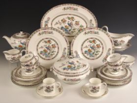 A Wedgewood part dinner service in the 'Kutani Crane' pattern, comprising: eight soup bowls, 20cm