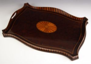 A George III style galleried serving tray, early 20th century, the plum pudding mahogany