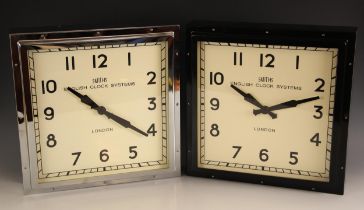 A Smiths 'English Clock Systems' quartz wall clock, early 21st century, the 34cm painted square dial