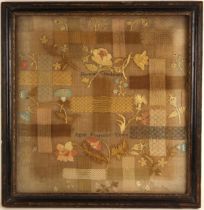 An unusual George III needlework darning sampler, worked by Honour Chasteney, aged fourteen years,