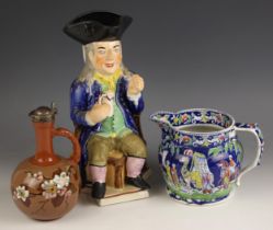 A Lockett and Hulme jug, circa 1822-1826, in the 'Elephant and Camel' pattern, printed maker's