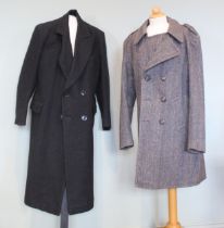 A 1960s charcoal grey wool man's double breasted overcoat, approximately 38’’ chest (96cm), centre