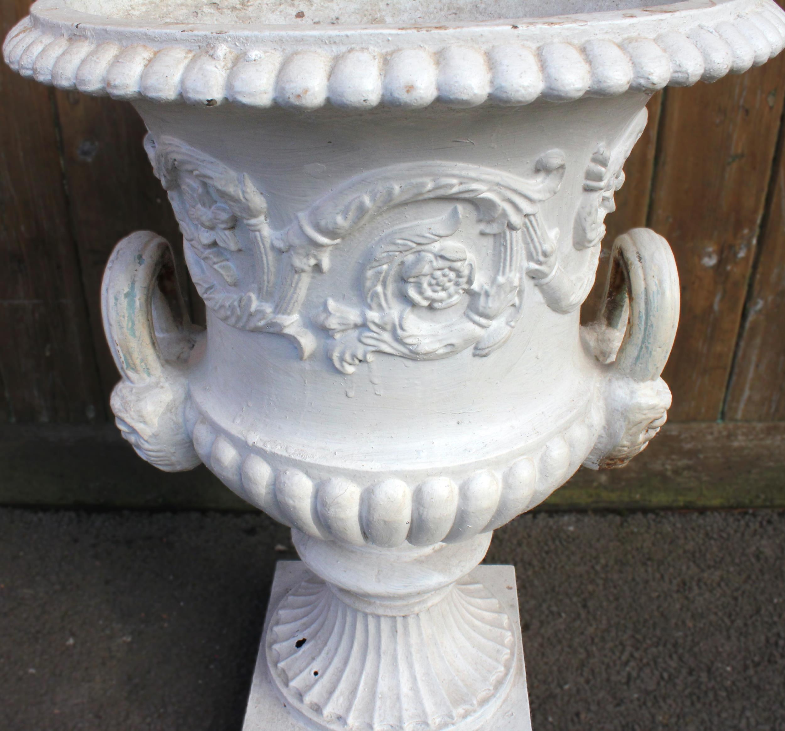 A Victorian cast iron campana urn in the manner of Andrew Handyside, of typical form, the - Image 2 of 4