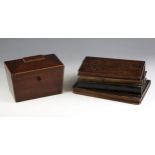 An Edwardian walnut box modelled as a stack of antiquarian bindings, the detachable top volume