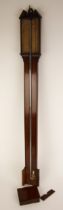A George III mahogany stick barometer by Baptiste Roncheti, Manchester, the paper scale signed