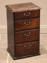 A George III mahogany pedestal chest, the rectangular moulded top over four graduated and lip