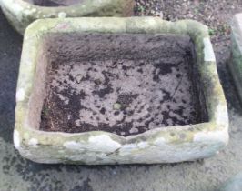 A 19th century rectangular sandstone trough planter, 27cm H x 60cm W x 44cm D, along with a