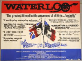 A UK quad cinema poster for WATERLOO (1970) starring Rod Steiger and Christopher Plummer, directed