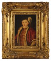 A Carvers & Gilders giltwood and gesso picture frame, 20th century, the aperture 16cm x 11.5cm, 29cm