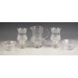 A pair of Edinburgh Crystal thistle pattern tealight holders, the removable shades modelled as