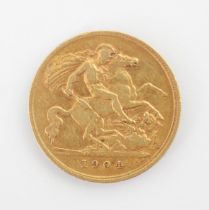 An Edward VII half sovereign, dated 1904, 4gms