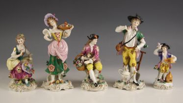 A collection of porcelain figures, 19th century and later, each with gilt anchor mark verso, compri