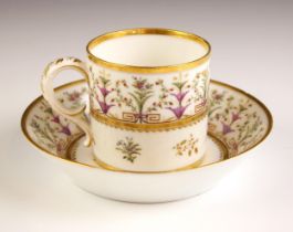 A Dihl and Guerhard porcelain coffee can and saucer, possibly late 18th century, each decorated with