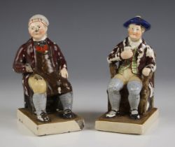 Two mid 19th century pottery figures, possibly Staffordshire, modelled as Tam O'Shanter and Souter