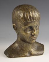 Luc Van Parys (Belgian, 1920-2005), a bronze bust modelled as the head of a young boy, signed in the