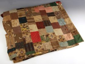 A Victorian patchwork quilt front, late 19th century, the hexagonal, square and rectangular