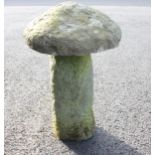 A sandstone staddle stone, of typical mushroom form, 62cm high