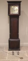 A George III oak cased eight day longcase clock signed Heywood, Northwich, the flat top hood with