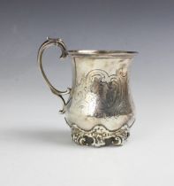 A Victorian silver christening mug, George John Richards, London 1851, the flared rim above baluster