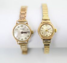 A 9ct yellow gold Waltham ladies wristwatch, the circular dial with Arabic numerals, set to plain