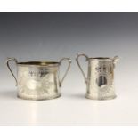 A Victorian silver twin handled sugar bowl and milk jug, John, Edward, Walter & John Barnard, London
