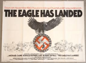 A UK quad cinema poster for THE EAGLE HAS LANDED (1976) starring Michael Caine, Donald Sutherland,