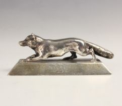 A George V silver model of a fox, William Hutton & Sons Ltd, Sheffield 1920, with chased detail upon