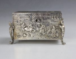 A late 19th century continental white metal box, import marks William Moering, London 1881-1894, the
