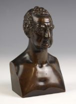 A bronze bust of William Roscoe, bearing inscription to reverse 'published by Edward Flower,