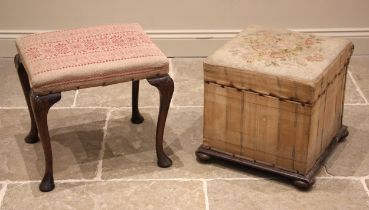 A George II style mahogany dressing stool, early 20th century, the upholstered seat upon shell