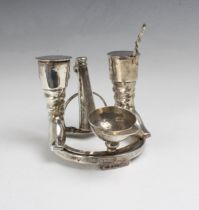Hunting interest: A silver cruet set, Elkington and Co, Birmingham 1945, the wet mustard and