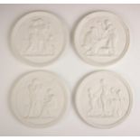 A set of four Royal Copenhagen bisque porcelain plaques, 20th century, each roundel depicting one of