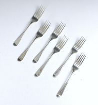 A set of six George III silver Old English dessert forks, possibly Solomon Hougham, London 1811,