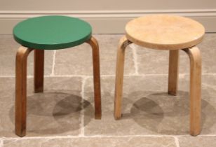 Alvar Aalto (1898-1976) for Finmar Ltd, a pair of 1930's laminated birch and ply stools, the