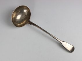 A George IV silver fiddle pattern soup ladle, possibly Robert Peppin, London 1822, of plain polished