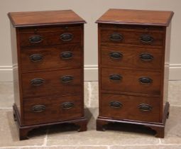 A pair of mahogany pedestal chests, 19th century and later, each with a rectangular moulded top over