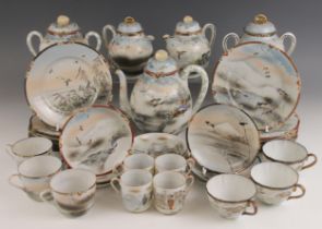 A Japanese Kutani porcelain tea and coffee service, early 20th century, each piece individually