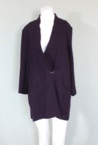 A purple wool crepe jacket, unlined, with side front toggle fastening, labelled 'Jean Muir' to