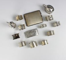 A selection of silver items, including a George V silver wet mustard, John Rose, Birmingham 1925,