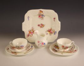 A Coalport porcelain part tea service, 20th century, comprising: nine teacups, 5cm high, a sugar