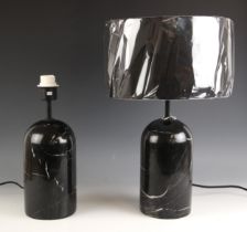 A contemporary Danish marble table lamp by Frandsen Lighting, of bullet form with black drum