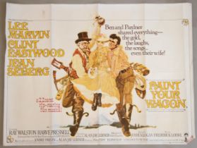 A UK quad cinema poster for PAINT YOUR WAGON (1969) starring Clint Eastwood, Lee Marvin and Jean