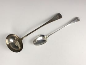 A George III silver Old English pattern soup ladle, possibly Solomon Hougham, London 1814, with '