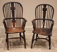 A 19th century elm and ash hoop back Windsor farmhouse elbow chair, with a shaped and pierced