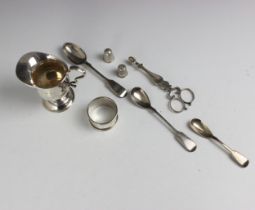A selection of silver, including a George V silver cream jug, S W Smith & Co, Birmingham possibly